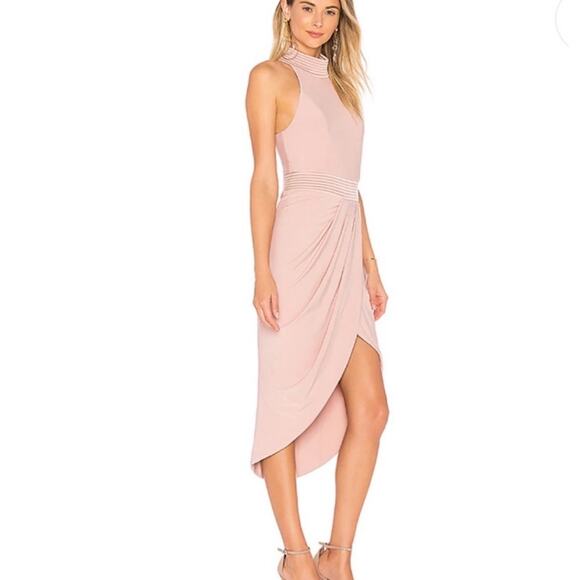 Zhivago NWT Pink Miracle Satin Halter Midi Dress Size 8 Bodycon Cocktail Evening - Picture 2 of 12